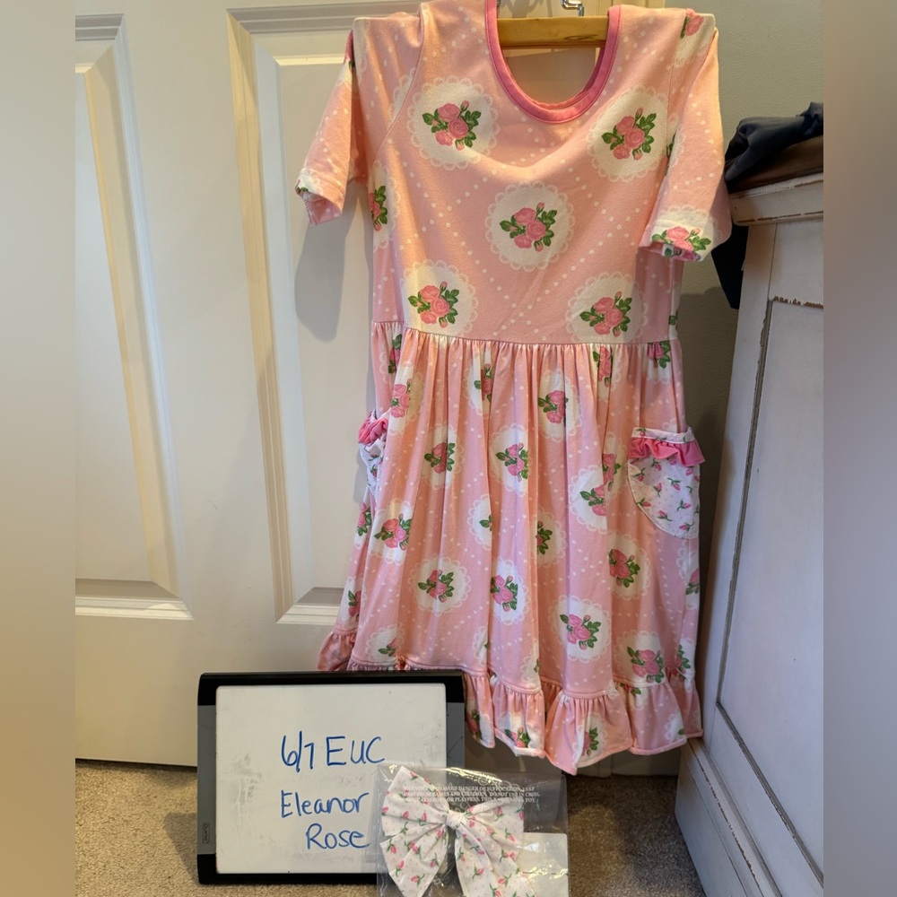 Girls 6/7 Eleanor Rose Valentines Dress and Bow